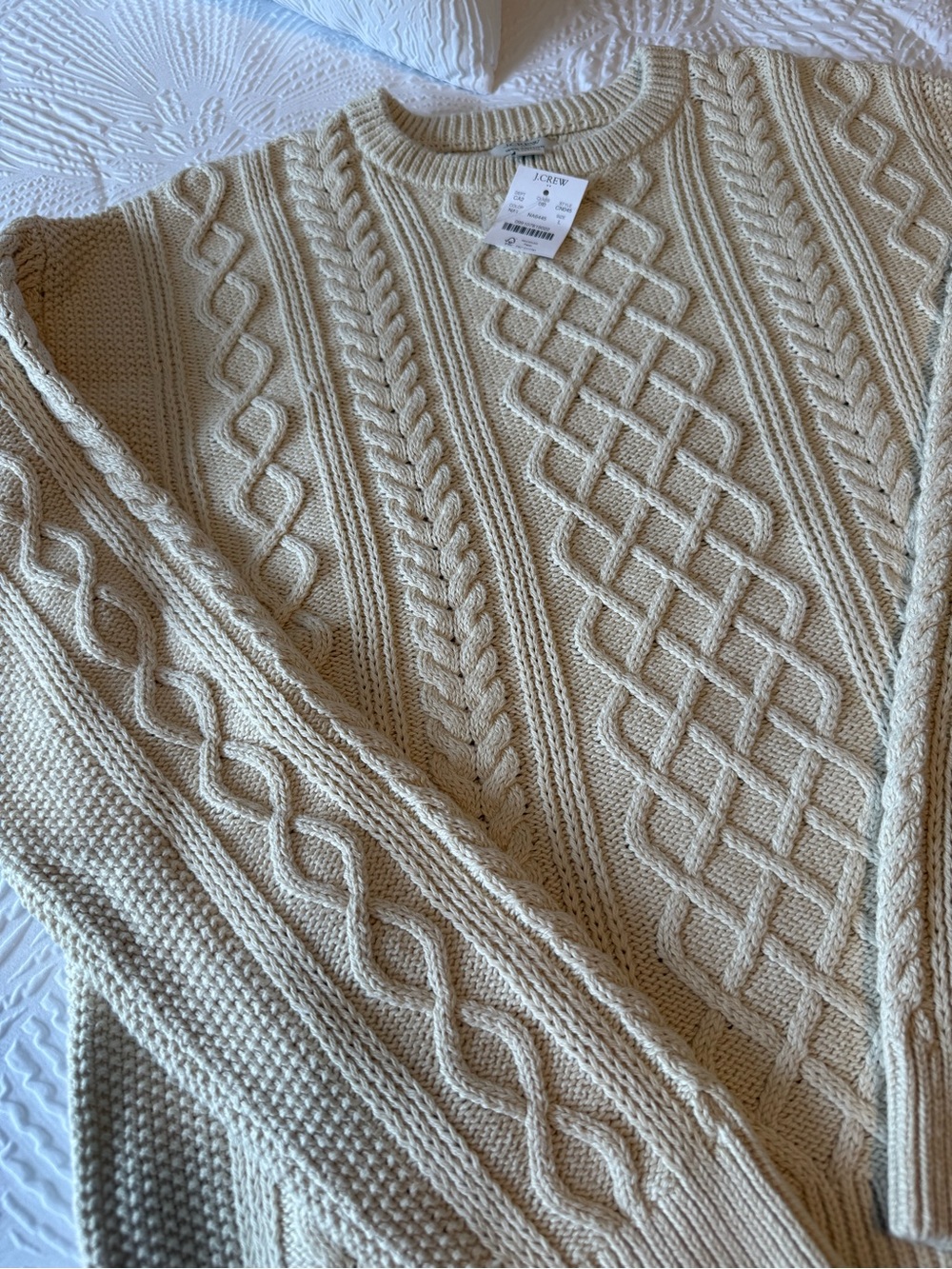 J. Crew Cable Knit Crewneck Sweater - Cream NWT - Picture 2 of 7